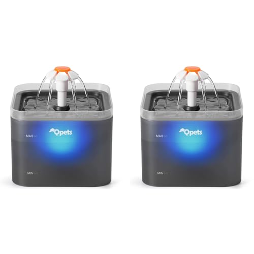 Qpets® Neverland Cat Water Fountain with LED Light 67oz 2.0L Ultra Quiet Drinking Fountain with Filter Automatic Pet for Cats and Small Dogs Grey 2 PCS Qpets® Neverland Cat Water Fountain with LED Light 67oz 2.0L Ultra Quiet Drinking Fountain with Filter Automatic Pet for Cats and Small Dogs Grey 2 PCS